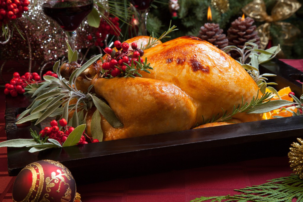 Christmas Turkey In Wooden Tray